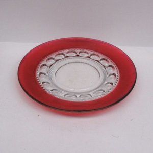 Indiana Glass Crystal Ruby Flashed KINGS CROWN 8 1/4 Inch Salad Plate